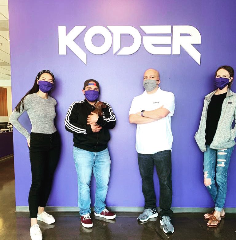 elmerm's tweet image. Squad goals #coronavirus edition. 😷 🦠 💻 #purplemasks #koder #coding #coder