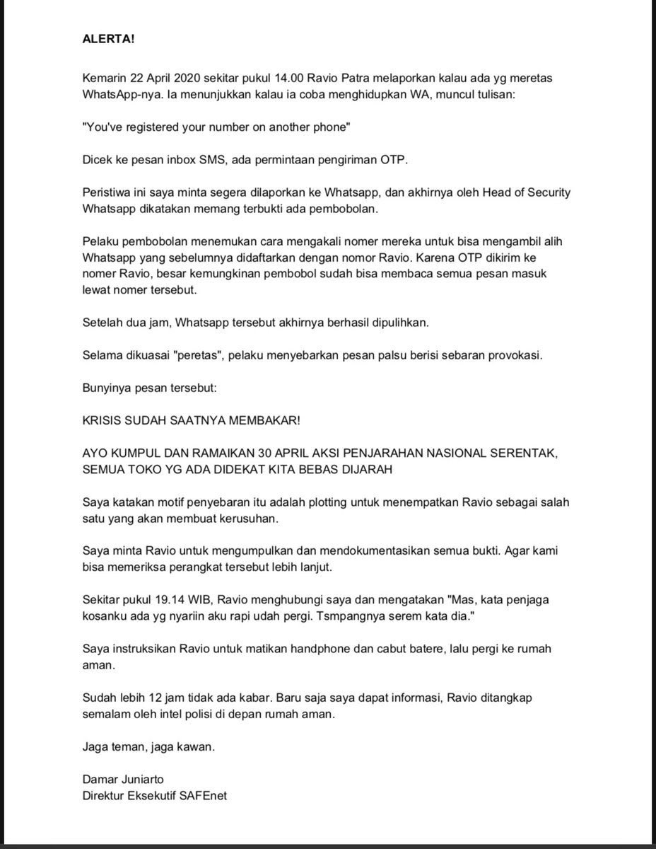 Negara makin vulgar, agresif, dan berbahaya.

#bebaskanravio