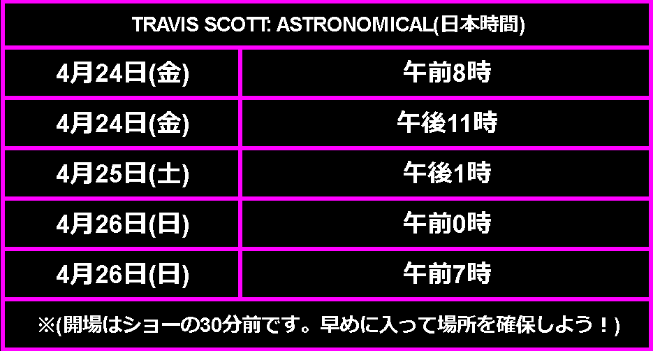 تويتر フォートナイト攻略 Gamewith على تويتر フォートナイト Travis Scott ワンタイムスケジュール再掲 今イベントはリージョンロックされないのでどの時刻でも日本から参加できると思われます Fortnite フォートナイト T Co Doiwq3vlvn