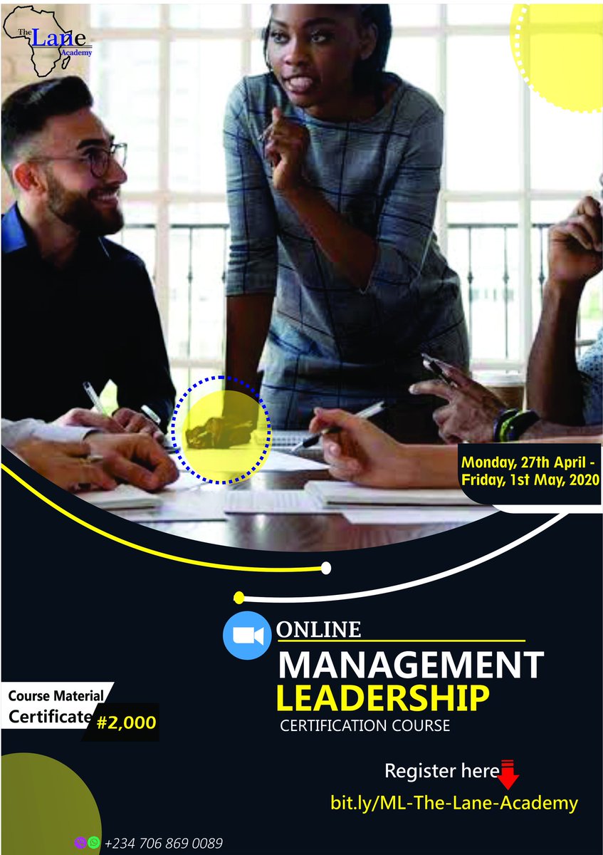 AdedejiAdeoti's tweet photo. Management Leadership (ML) Course
This  course  provides  an    holistic  resources  to  be  an  excellent manager  and  a  dexterous  leader.
Management  Leadership course  will  expose  you  to  theoretical  and  practical  contexts.
https://t.co/jzq21kL3pX
 +2347068690089 https://t.co/IHfKCpopgv