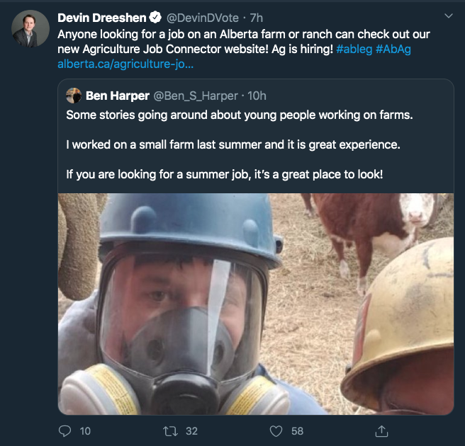 Dreeshan trying to turn the page. He doesn't want attention for his role in delaying action at  #cargill. Here he is trying to puff up farm labour. (Look at that PPE!)