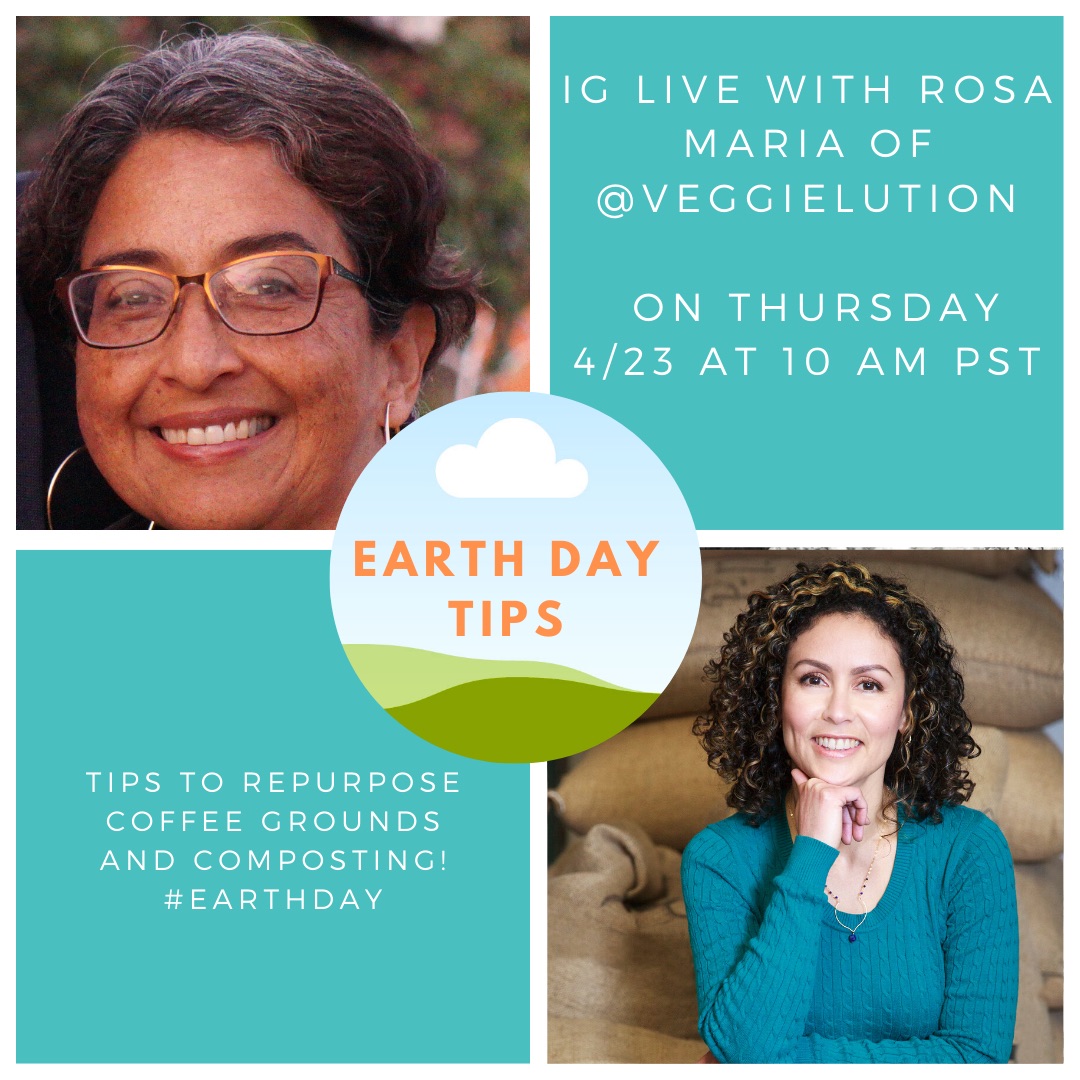 ticoroasters's tweet photo. Join us tomorrow Thursday April 23 at 10 am PST on our #IGLive with Rosa Maria from @veggielution We will share tips about repurposing coffee grounds, composting, and things you can do at home to save the planet! #earthday #community #sustainability #ticoroasters https://t.co/IUHNeWUTf8