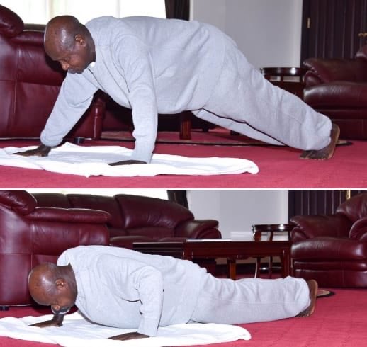 They say senior citizens are at higher risks of contracting the Virus. Well 75 years president of Musseveni, all Ugandans have to do, is stay home and do 30 push-ups like him and for as long as they are fit, everything will be alright.
