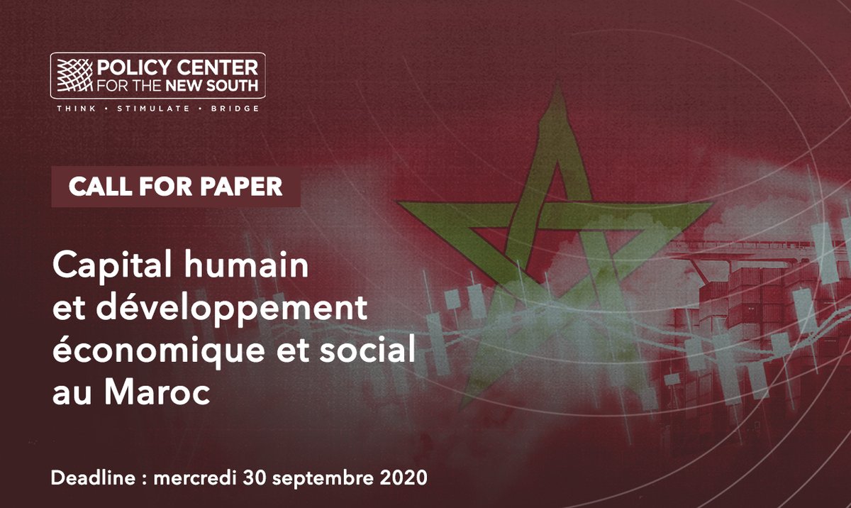 ⭕️Call for Paper Vous êtes chercheur & intéressé par le capital humain & le développement économique & social au #Maroc🇲🇦? Soumettez vos contributions! #recherche #éducation #santé #économie #ThinkTank Plus d'informations: bit.ly/3cGTlo9