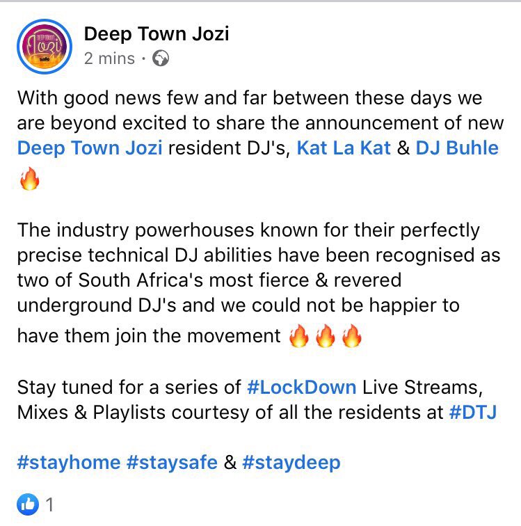 DJ_Buhle's tweet photo. 🚨🚨🚨 ANNOUNCEMENT 🚨🚨🚨

New Residency Alert with @Katlakat 

Thank you @DeepTownJozi for trusting me. 

😭🙏🏾

#DJBuhle x #SpexOnDex x #WintersCall x #AutumnTips https://t.co/ZClqtK4oxl