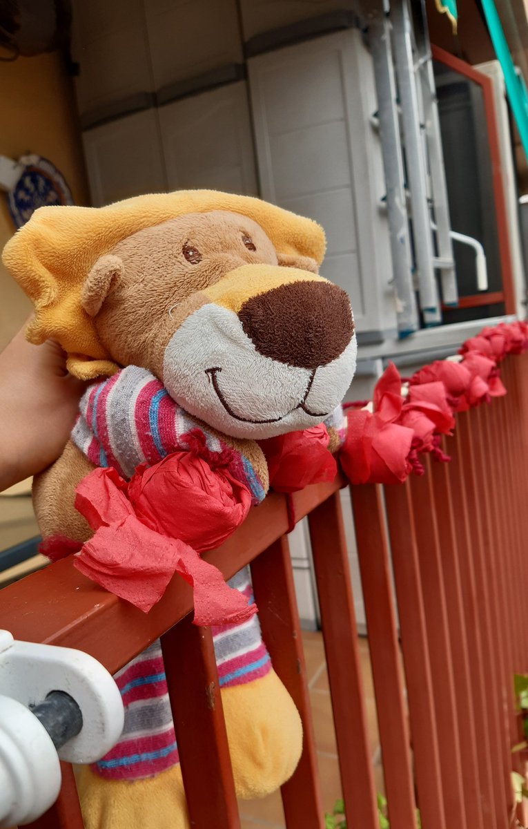03Rolin's tweet photo. Avui vivim una diada de Sant Jordi ben diferent, però al lleó Simó no li ha faltat detall: ha omplert el seu balconet de roses🌹, ha llegit un conte 📚 molt bonic i ha menjat pa de Sant Jordi❤💛!
Feu com el lleó Simó i no perdeu mai la il•lusió i el somriure!
#feliçSantJordi https://t.co/l70xF9y3Cs