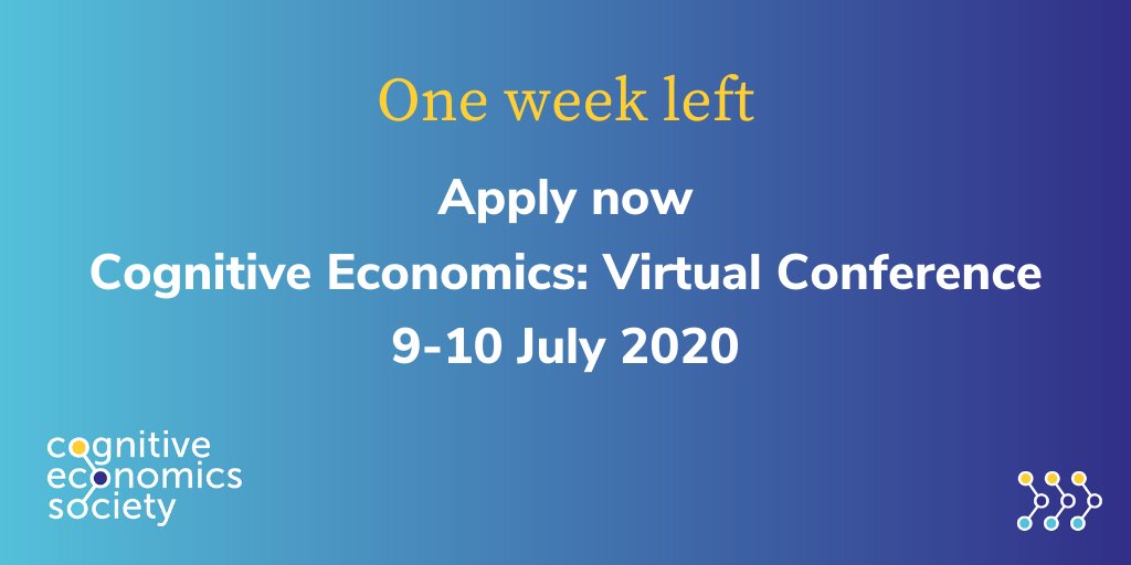 CogEconSoc's tweet image. CALL FOR PAPERS: ONE WEEK LEFT #CognitiveEconomics. Exploring the value that people place on their mental states and beliefs, important for marketing, behavioural, narrative &amp;amp; information economics, psychology, neuroscience &amp;amp; more. buff.ly/2XldzPP 👇👇👇