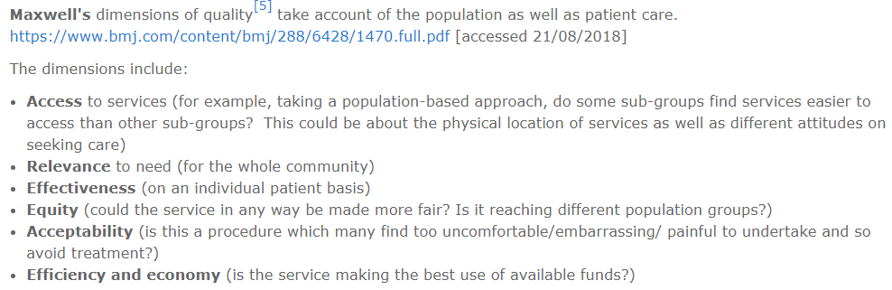 Lots of overlap between  #QualityImprovement,  #Quality and  #Health  #Innovation @WHO definition of innovation on leftMaxwell's dimensions of quality ( @bmj_latest 1984 on right)More on quality and  #PublicHealth here:  https://www.healthknowledge.org.uk/public-health-textbook/health-information/3c-applications/use-information-planning