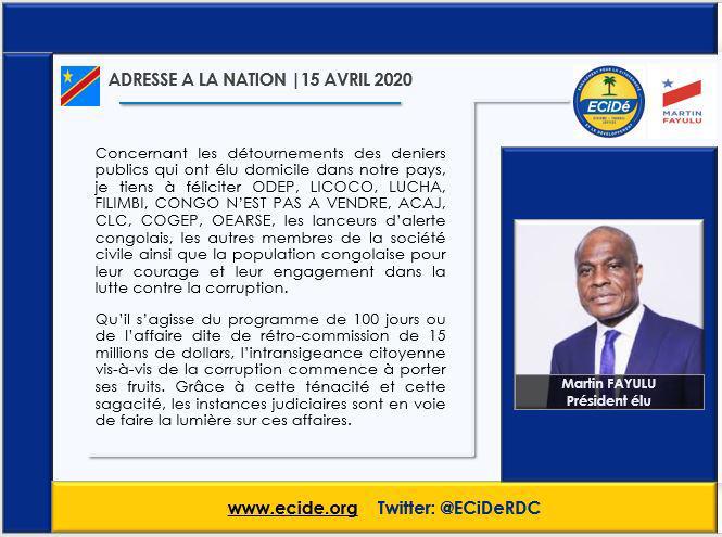 glody_zima's tweet photo. Conformément à l'#article 149 alinéa 3 et 4 de la #constitution de 2006, la #justice est rendue au nom du #peuple. C'est pourquoi donc, le #pdt élu, #Martin FAYULU, encourage les magistrats d'aller au bout d leurs #enquêtes sur les #dossiers 100 #jours, #rétrocomission et autres. https://t.co/TuJeWvaoYu