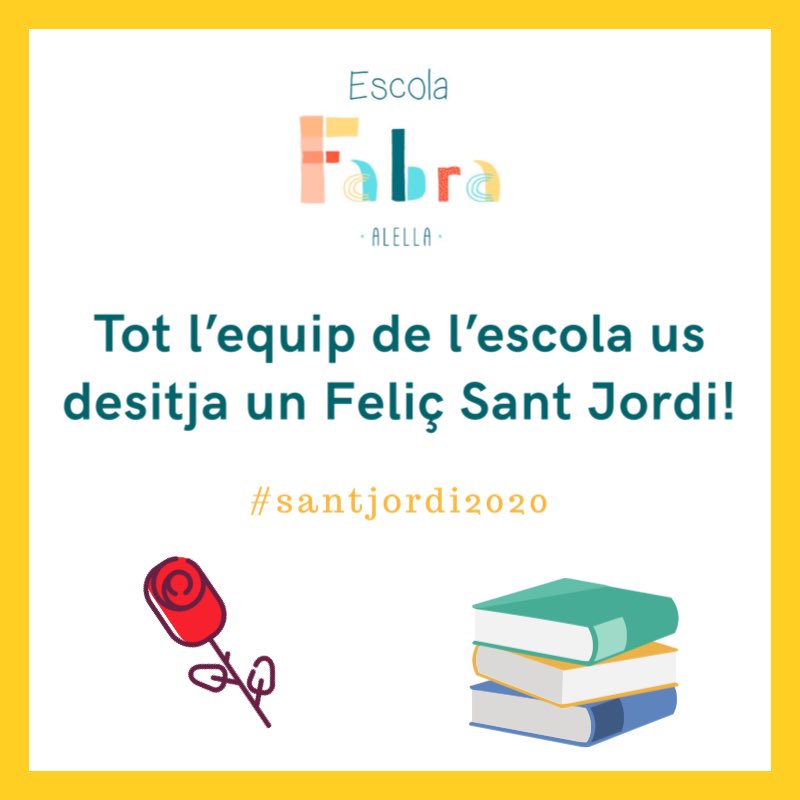 ➕FELIÇ SANT JORDI!➕ Tot l’equip de l’escola us desitja una bona diada! ❤️ ⠀⠀⠀⠀⠀⠀⠀⠀⠀ ◾️⠀⠀⠀⠀⠀⠀⠀⠀⠀ #escolafabra #teamfabra #beahappyteacher #welovetoteach #ensagradaeducar