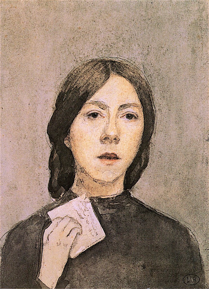 Gwen John (1876-1939). While she was alive, poor Gwen John had the misfortune to be outshone by her brother Augustus John and her lover Rodin. It& #39;s now clear she was better than both of them. Whenever I see her work I feel I can hear a clock ticking. Pale, faded, afternoon art.