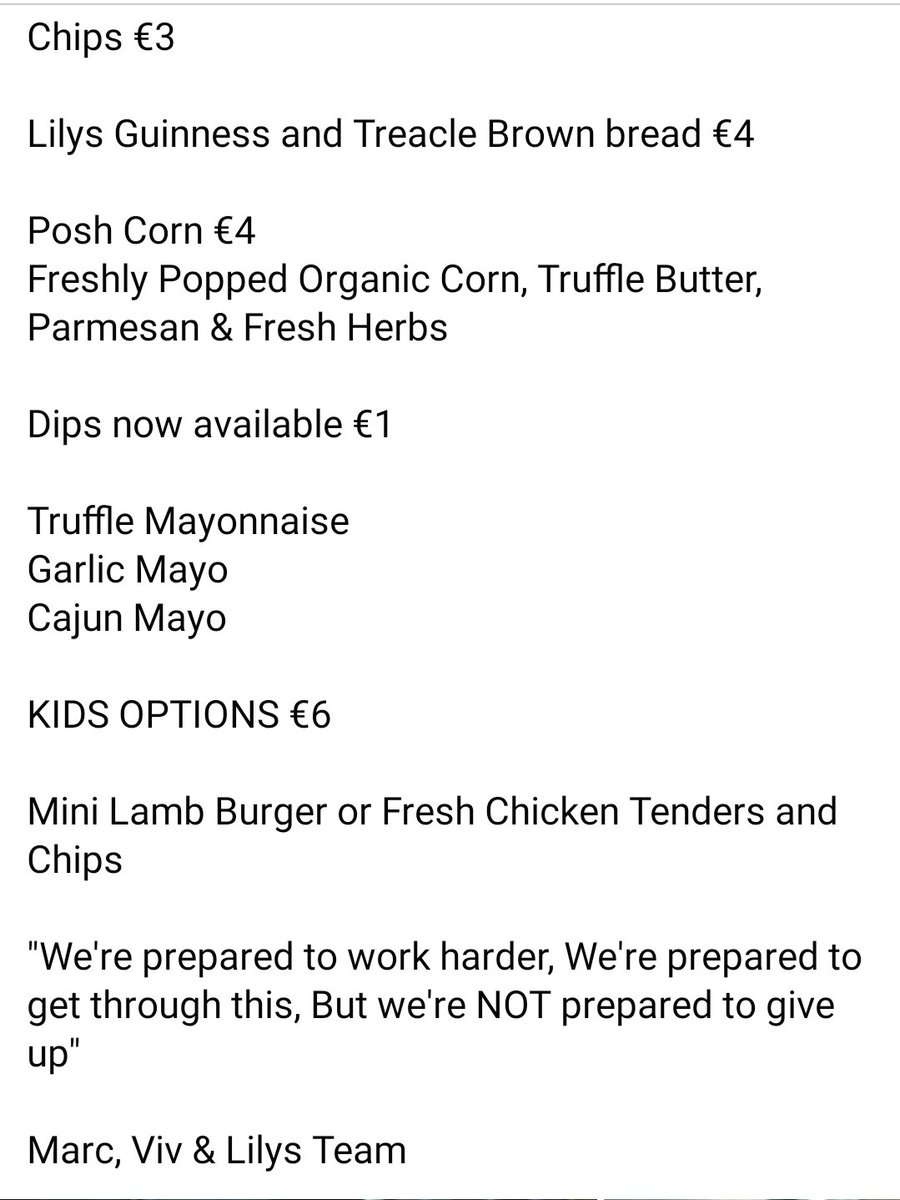 OnLilys's tweet photo. Thursday Gourmet Takeaway Menu now with @WWolfBrewery Bottles available for Takeaway with your order #LilysGourmetTakeaway #LetUsLookAfterYou #WicklowFood #FromLilysWithLove #PivotAndAdapt #wicklowwolf https://t.co/0A4bBb9i2v