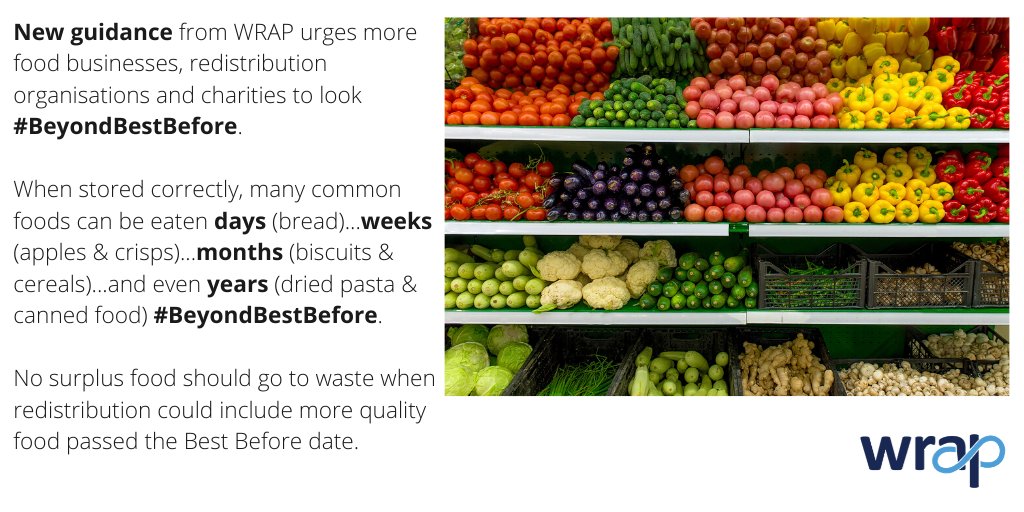 Today <a href="/WRAP_UK/">WRAP NGO</a> publishes guidance on redistributing food with a Best Before date. This will help businesses and redistribution organisations go #BeyondBestBefore and mean a lot more food will reach those in need. Find out more wrap.org.uk/content/best-d…