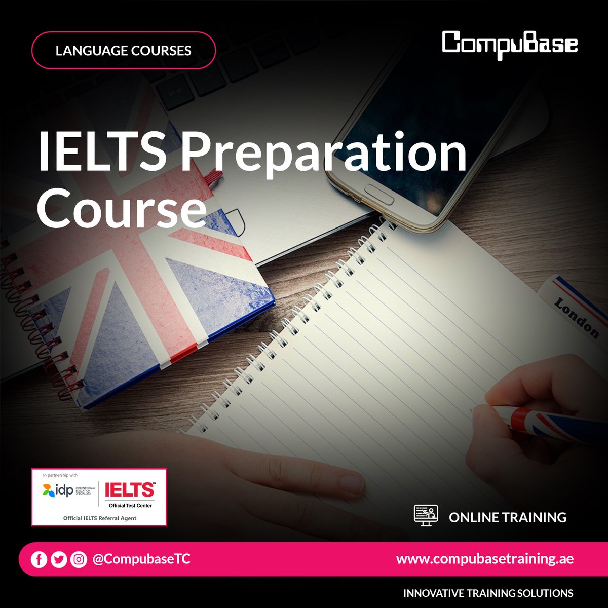 CompubaseTC's tweet image. Boost your Band Score with our #Online #IELTS Preparation Course in #AbuDhabi 
40 Training hours 
Native Speaker Trainers
Easy Exam Booking
Contact us on +971 2 677 1117 or info@compubasetraining.ae 
#IELTS #ENGLISH #OnlineTraining #COVID-19 #Stay_Home #Stay_Safe