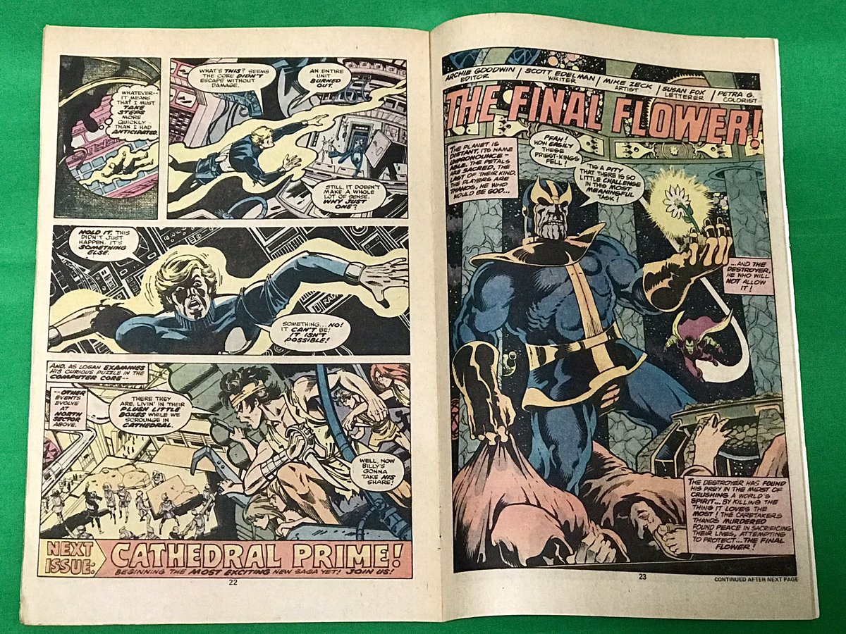 RobWorst's tweet photo. DAY 39: LOCKDOWN
Thank you, everyone who turned out for our YouTube show last night. It’s #thanosthursday so here’s the first Thanos solo story in full. How’s everyone keeping sane? I’m not.
🙀
#stayathome
.
#MarvelComics #Thanos #DraxtheDestroyer #MikeZeck #ScottEdelman https://t.co/YFupCUBvwC