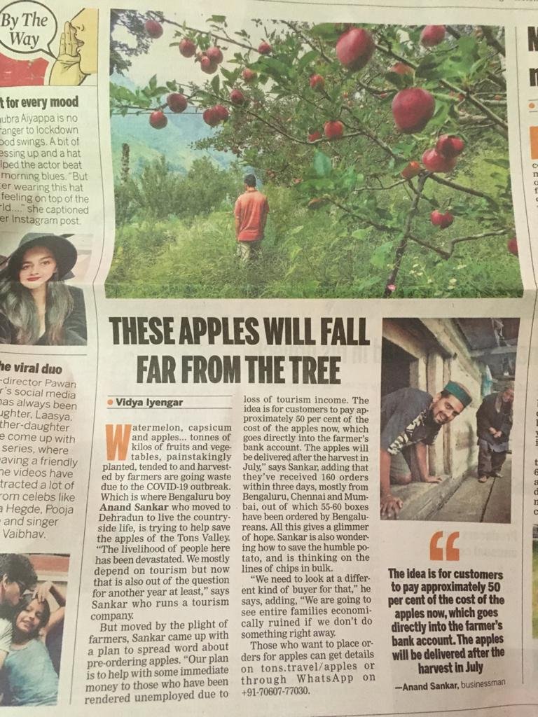 Apples! Pre-Order straight from the farmers in Tons Valley #Uttarakhand and support them at this time
<a href="/TonsTrails/">Discover The Tons Valley</a> 
Order apples, please share and support: tons.travel/apples