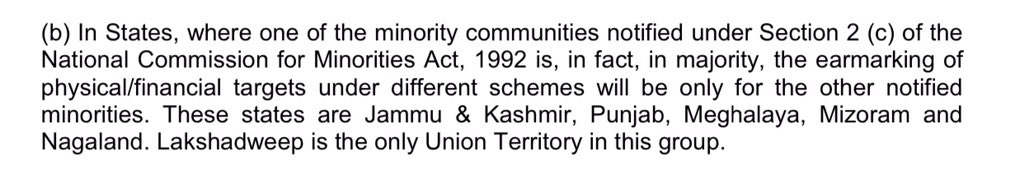  @PMOIndia office runs a New PM 15 Point Programme for Minorities. It’s implementation guidelines provide that if a National Minority is in Majority in any State, then benefits under these 15 schemes will be given to “Other Minorities”. They are violating their own guidelines.