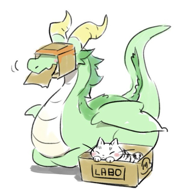 「「昔いぬひろさんが描いてた、
ダンボールに入ったお母さんが見たい」
っと言われた」|いぬひろ🍤やせいのエビフライ発売中🐉🐈ドラ猫書籍化決定のイラスト