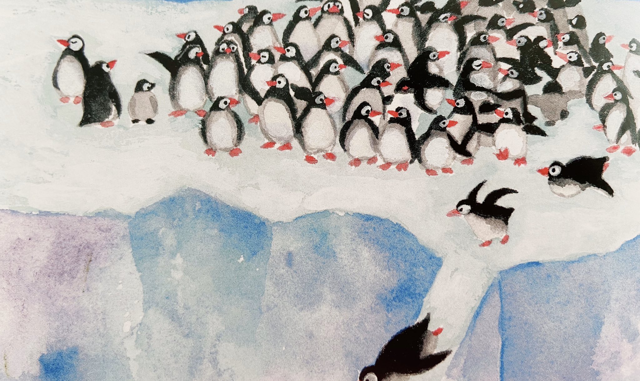 おおでゆかこ 絵本作家 イラストレーター カメラロールから密をさがす 密なペンギンたちを描きました 絵本 いろいろクリスマスツリー より