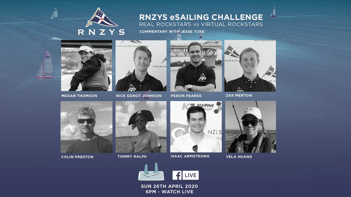 #ANNOUNCEMENT 📣

VIRTUAL Rockstars🏅team revealed for our #RNZYSeSailingChallenge

The VIRTUAL Rockstars team is made up of our current series leaders in the #RNZYSeSailingLockdownSeries

How will they go against the REAL Rockstars🎖? Find out this Sunday 6pm on our FB page!
