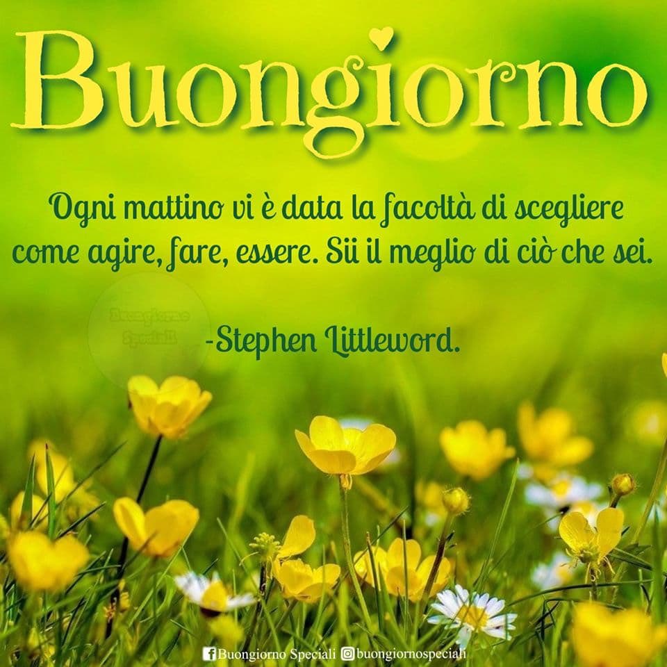 Ogni mattino vi è data la facoltà di scegliere come agire,…