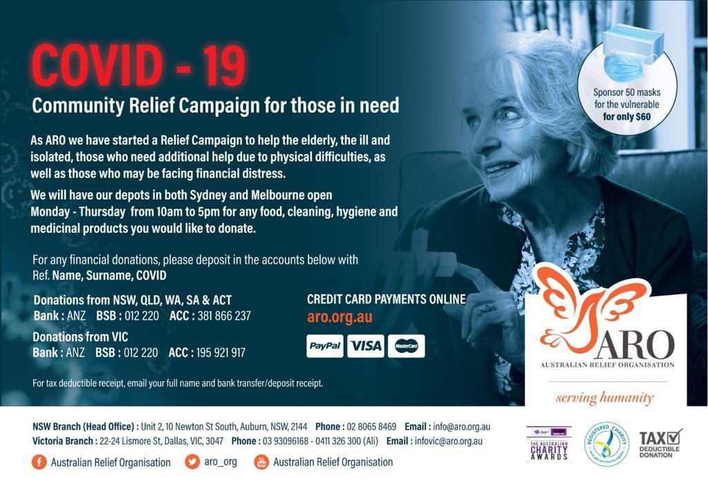 aurelieforg's tweet photo. Australian Relief Organisation (ARO), is currently running various humanitarian relief campaigns.For more info visit
https://t.co/4JxKhbpOV6
#aro_org #donations #COVID19Aus https://t.co/Q6QuWAMj32