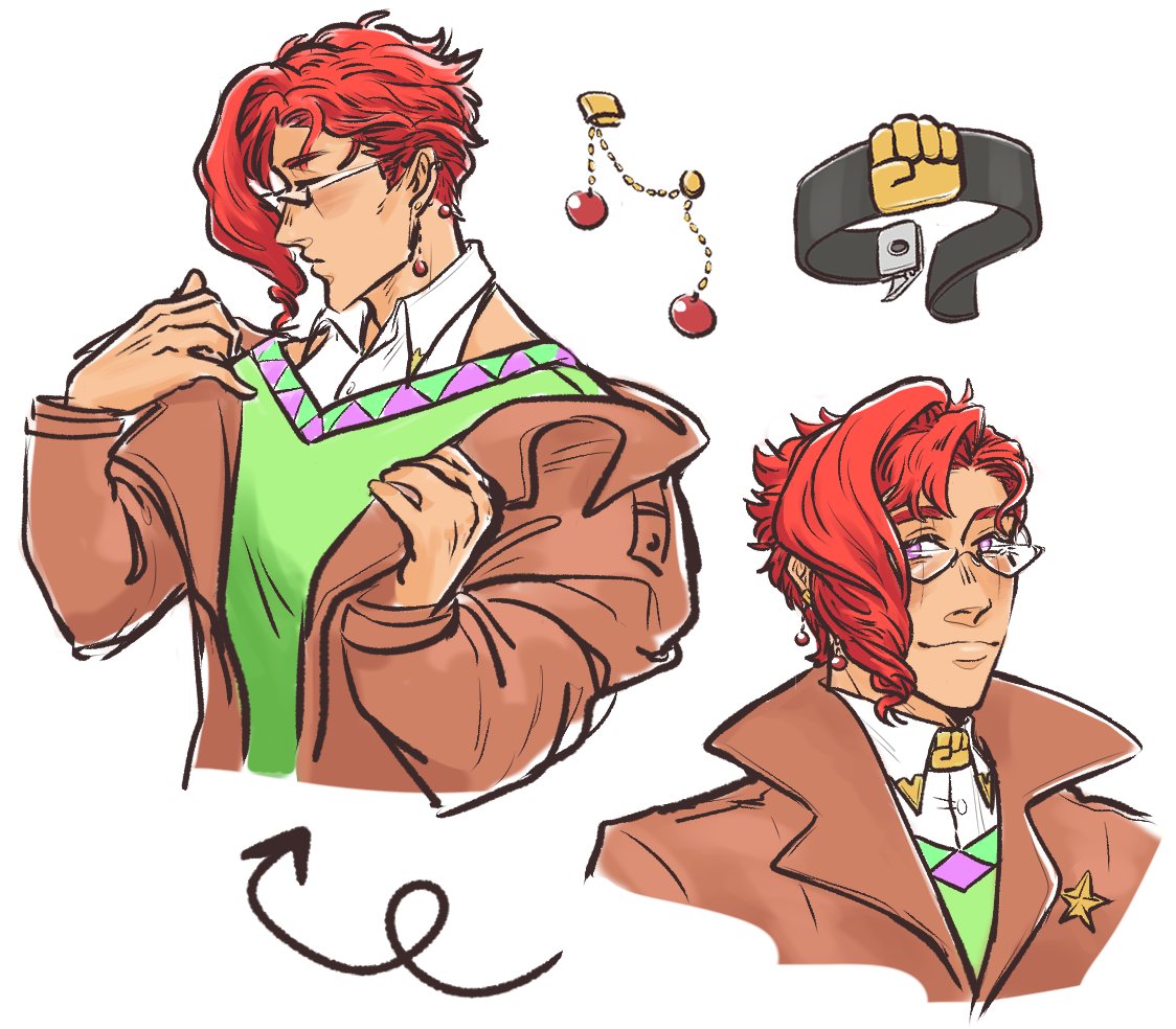 Messy doodles but whatevs, some outfit ideas for part 4 kakyoin and accesso...