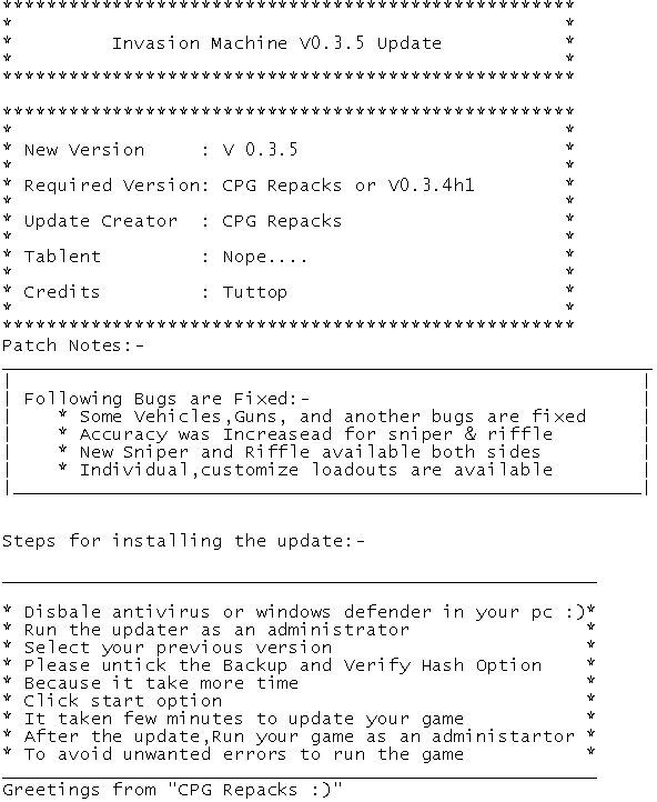 cpgrepacks's tweet image. Invasion machine version 0.3.5 Update 

Link:cpgrepacks.site/2020/04/23/inv…