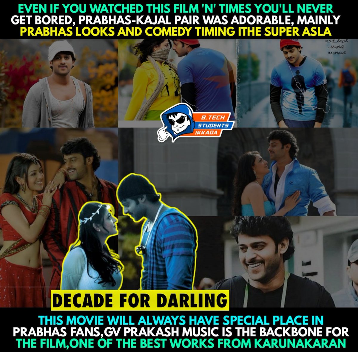 Pragathiprabhas's tweet photo. Many Love Stories May Come But #Darling is Everyone's Alltime Favorite.. @AKarunakaran12
#Prabhas @MsKajalAggarwal
#DecadeForDarling
#DecadeForClassicDarling
#10YearsForClassicDarling https://t.co/BCxg1Zyvoq