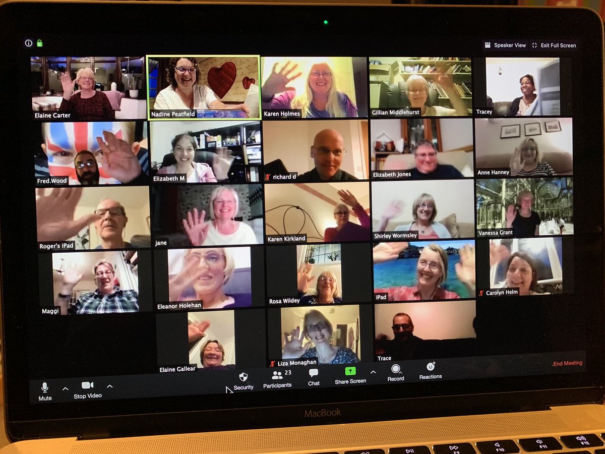 SingFYS's tweet photo. Another successful online choir session last night, practicing for our next video. Wave hello!💜💙 https://t.co/FhAm1goHHy