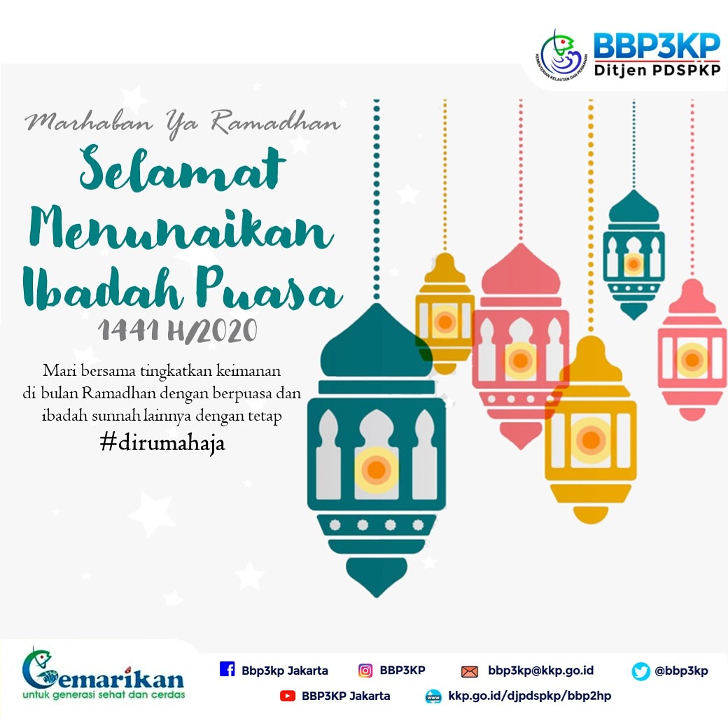 Keluarga besar BBP3KP mengucapkan Selamat datang Ramadhan, selamat menunaikan ibadah puasa Ramadhan 1441 H.
Mari kita tingkatkan  keimanan di bulan yang mulia dengan berpuasa dan beribadah sunnah lainnya dengan tetap #dirumahaja.
