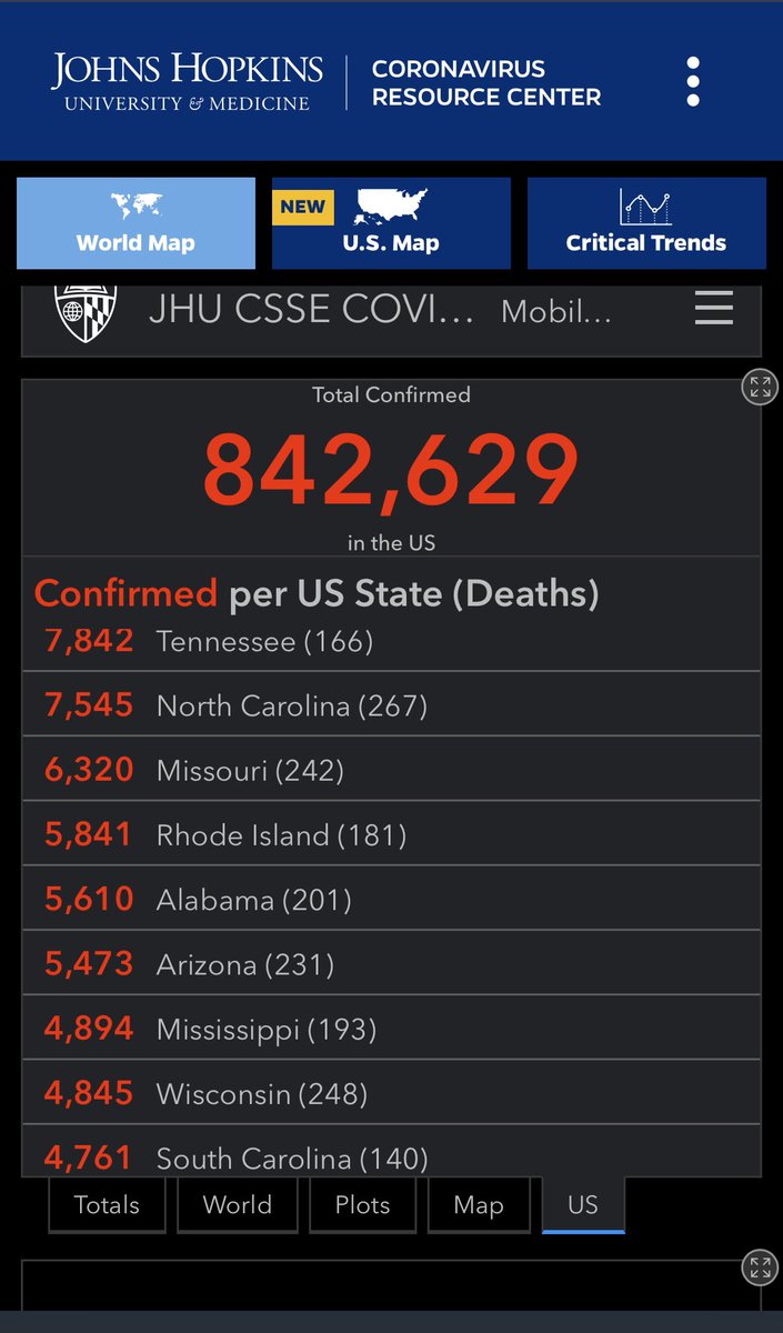 4/22/20 https://coronavirus.jhu.edu/map.html 