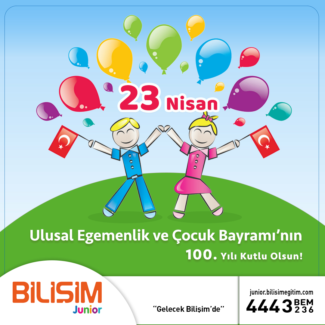Mustafa Kemal Atatürk'ün tüm çocuklara armağan ettiği 23 Nisan Ulusal Egemenlik ve Çocuk Bayramı Kutlu Olsun!🇹🇷️

#BilişimJunior #100YıllıkEgemenlik #23Nisan #23NisanÇocukBayramı #23NisanKutluOlsun #MustafaKemalAtatürk #23Nisan100Yasında #23NisanBenimBayramım