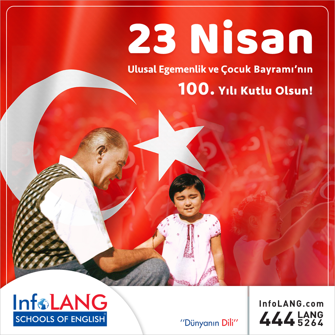 InfoLANG_'s tweet photo. Türkiye Büyük Millet Meclisimizin 100. kuruluş yıl dönümü ile 23 Nisan Ulusal Egemenlik ve Çocuk Bayramımız kutlu olsun.
https://t.co/yuCku8LBl4 444 52 64
#infolang #100YıllıkEgemenlik #23Nisan #23NisanÇocukBayramı #23NisanKutluOlsun #MustafaKemalAtatürk #23Nisan100Yasında https://t.co/w93qGQvFwT