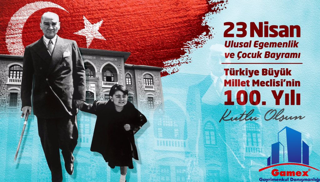 #23NisanKutluOlsun  Atatürk’ten bütün çocuklara armağan 23 Nisan Ulusal Egemenlik ve Çocuk Bayramımız ve Türkiye Büyük Millet Meclisi’mizin açılışının 100. onur yılı kutlu olsun. Milletimizin egemenliği ve çocuklarımızın bayram sevinci daim olsun.