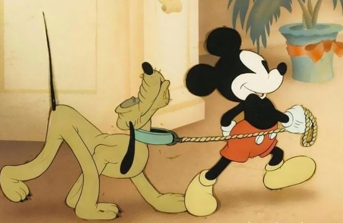 2. A mouse walking a dog 