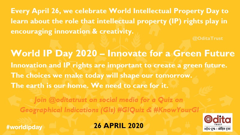 OditaTrust's tweet photo. Today is #WorldBookDay 

Join us for an exclusive #GIQuiz this #worldipday on 26 April 2020.

#KnowYourGI #OdishaGI #GIsofIndia #HumaraGI #WahGI #LetsTalkIP https://t.co/3VvWVaUxZ7