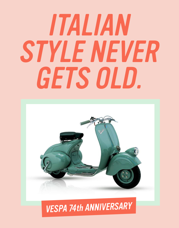 It was 1946 and in Italy a worldwide icon was born. Celebrate with us the most stylish vehicle of all times 🛵🇮🇹 #Vespa74Anniversary