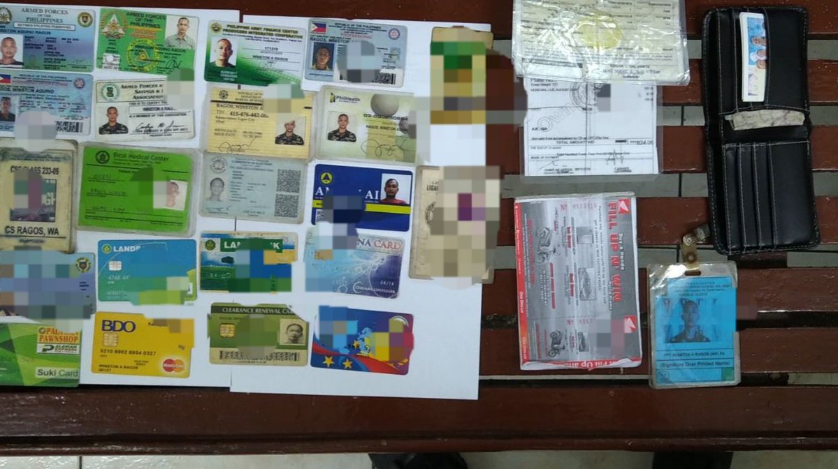 Also found in his bag were identification cards, ATM cards, quarantine passes, and his driver's license. | via  @raffsantos