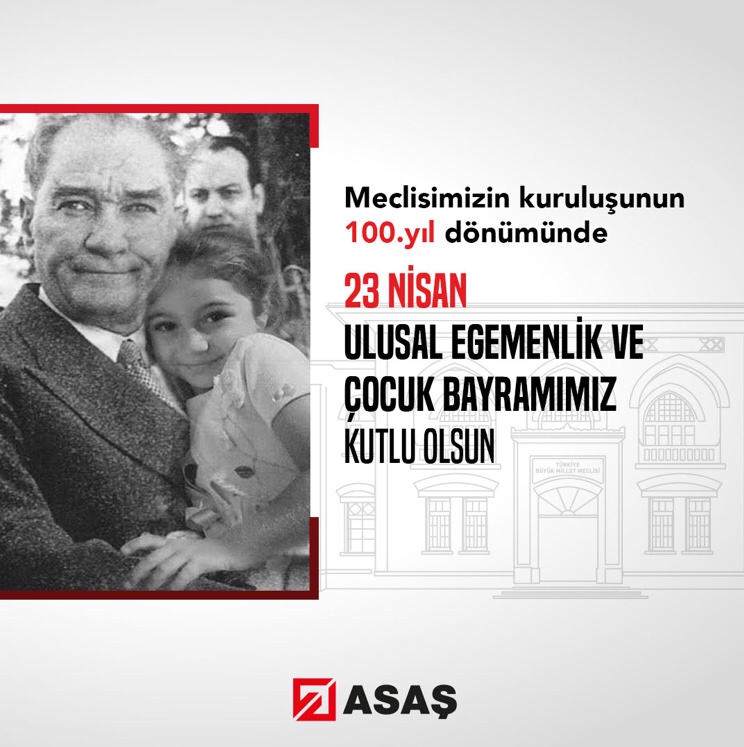 Meclisimizin kuruluşunun 100. yılı ve 23 Nisan Ulusal Egemenlik ve Çocuk Bayramımız kutlu olsun

Happy 100th anniversary of the establishment of our Assembly and 23 April National Sovereignty and Children's Day

#asas #asastr #asasaluminyum #23nisan #ulusalegemenlikveçocukbayramı