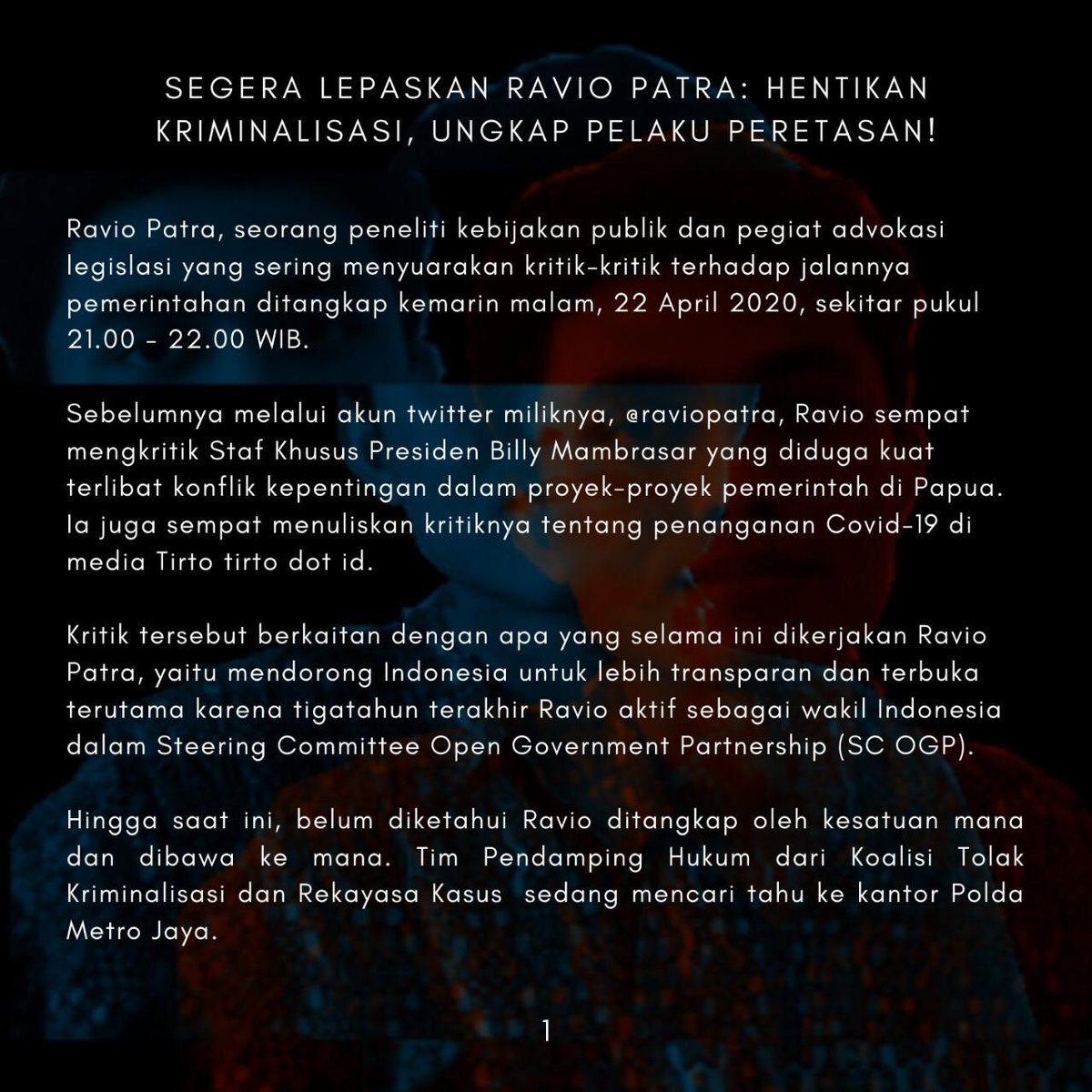 _pamflet's tweet photo. Don’t let the bastards grind you down #bebaskanravio ✊🏻✊🏻 https://t.co/AbwKhfF46K