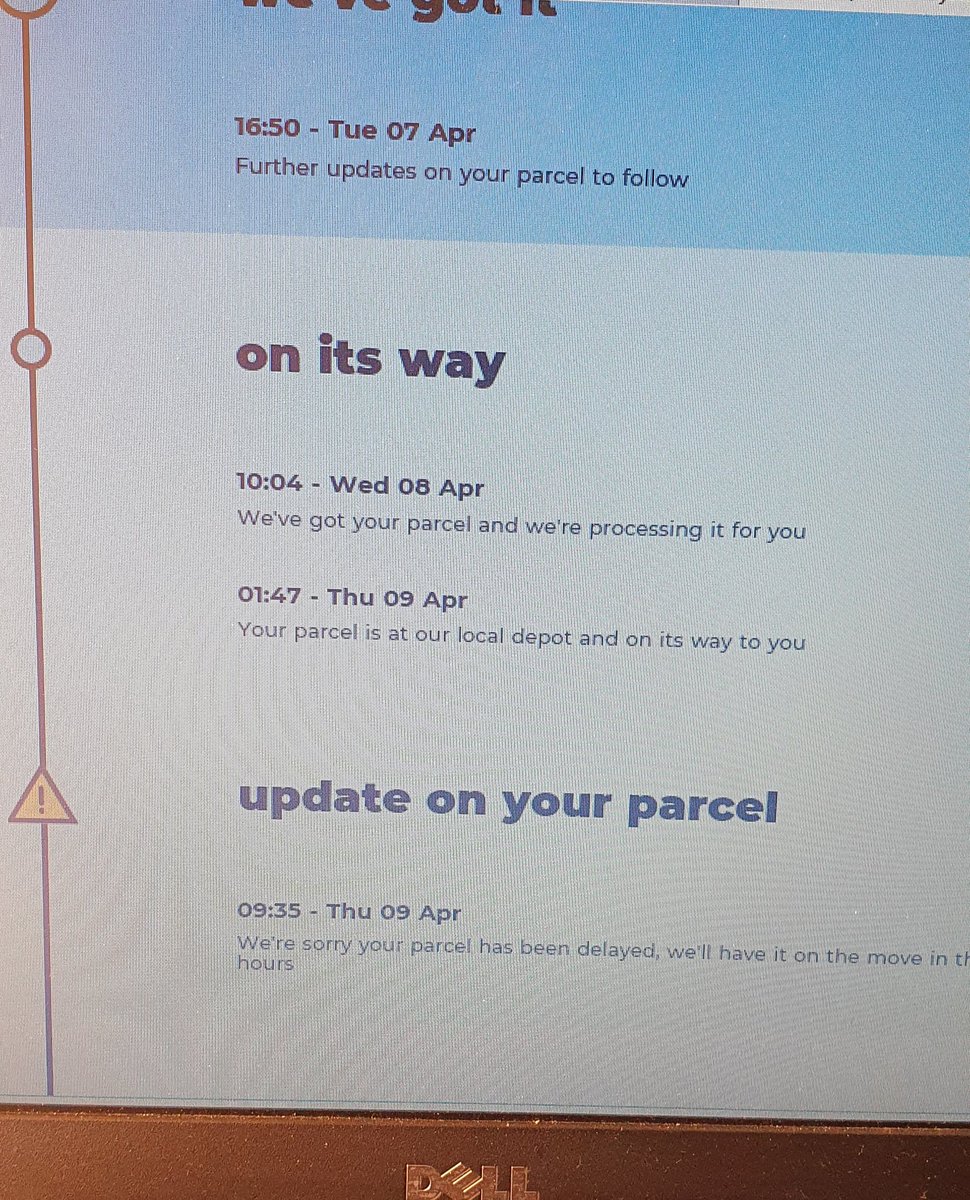 10faz's tweet photo. @Hermesparcels I've been trying to get update via your website to where my parcel is you've had it since the Wednesday 8th April, can you provide a number i could ring as your website is providing no helpful updates or contact information https://t.co/RhErQeXvCq