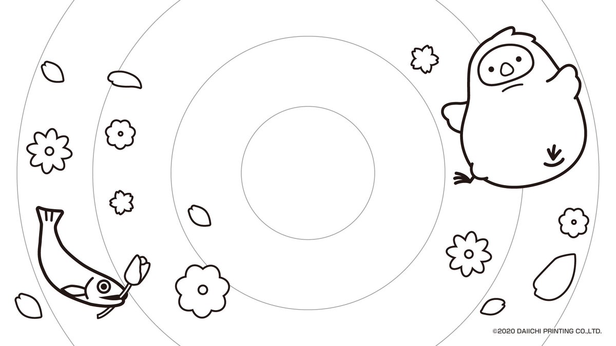 第一印刷所 公式 On Twitter 突然の 塗り絵 配布 トキスケとサケジュールの塗り絵をどうぞ おすすめは田植えイラスト٩ W و 完成したら教えてくれると嬉しいです ぬりえ Stayhome きょうのトキスケ