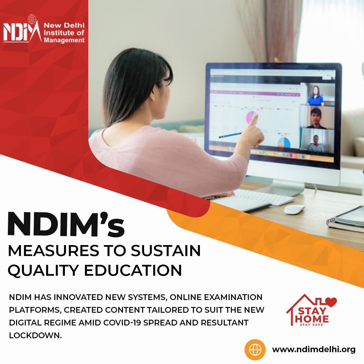 ICGEDelhi's tweet photo. The #Covid19 spread has led to massive Educational disruption across the world but due to #NDIM's proactive #leadership, students were able to access timely #MBALessons through #digitalclassrooms amid the lockdown. The final Exams were also redesigned and moved to #OnlineMode. https://t.co/sleowkCNhF