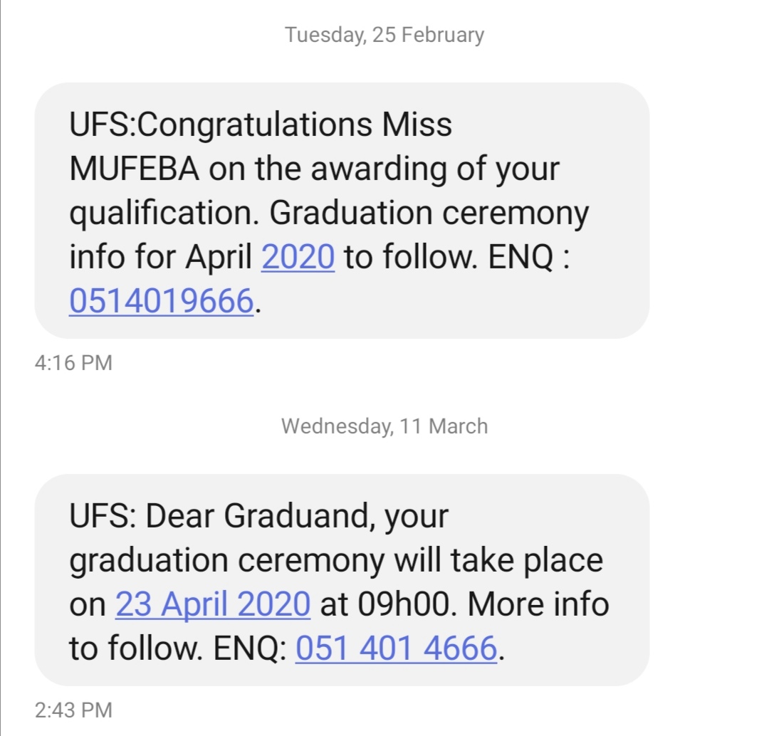misschantelle9's tweet photo. Today was supposed to my graduation day 😭. But anyway I'm extremely proud of myself 🎉🎊👩‍🎓
#UFSGRAD https://t.co/vqmAnvjgRs
