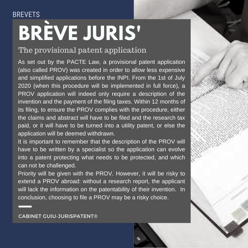 📢📢Our #JURIS'NEWS Section about the #provisional #patent #application in #France is now available on our Page ! Do not hesitate to subscribe !⤵️⤵️💻