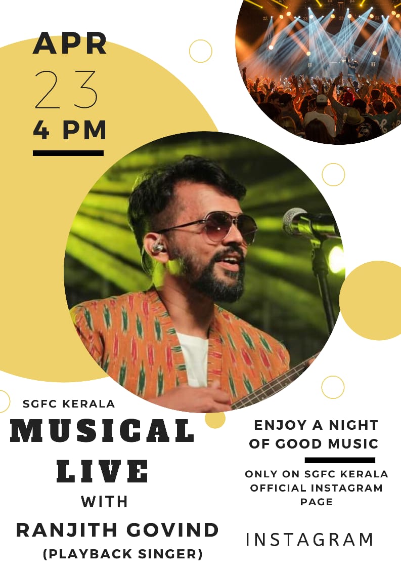 #RanjithGovind doesnt need any introduction.He is the one who has gifted a bundle of hit songs in multiple south indian languages fot the past decade. TN State award winner too. Catch him on SGFC Kerala musical live at 4 pm with @afzalyusuff77 sir..Hope you all will be there