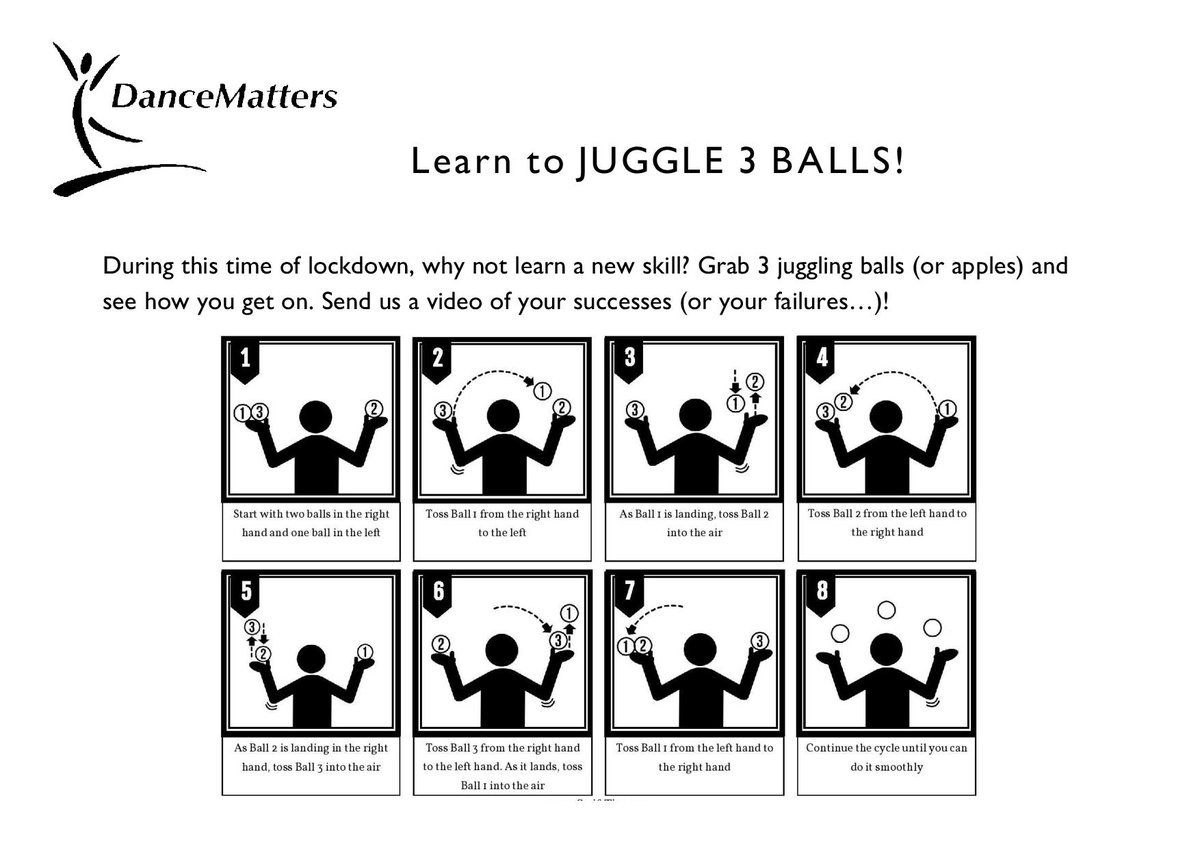DanceMatters's tweet photo. Can you #juggle? I can't....
Why not use the #lockdown to learn a new skill!? If you succeed, send me a video!!
#boredkids #covid19 #covid19uk #coronavirus #coronavirusuk #freeresources #juggling #learntojuggle #learnanewskill #stayinworkout #stayhomestaywell #protectthenhs https://t.co/Mty3EKLhYD