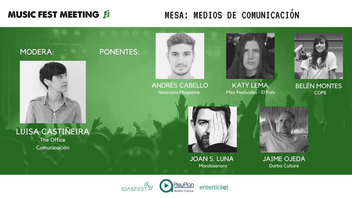 PlayPlan (@playplan_) on Twitter photo 📣 4ª Jornada del #MFM | MUSIC FEST MEETING, arrancamos a las 18:00h con <a href="/theoffice_co/">The Office</a> <a href="/NostromoMag/">Nostromo Magazine</a> <a href="/MissFestivales/">Miss Festivales</a> <a href="/KatyLema/">Katy Lema 🏳️🌈</a> <a href="/Belen_Montes_/">Belén Montes / Tiempos Modernos</a> <a href="/COPE/">COPE</a> <a href="/JoanLuna/">Joan S. Luna</a> <a href="/mondo_sonoro/">Mondo Sonoro</a> y <a href="/DarbaCulture/">DARBA</a>
🔴En Directo: youtu.be/p7W7iFyKGQI
ℹ️ musicfestmeeting.com
#MusicFestMeeting 📣 4ª Jornada del #MFM | MUSIC FEST MEETING, arrancamos a las 18:00h con <a href="/theoffice_co/">The Office</a> <a href="/NostromoMag/">Nostromo Magazine</a> <a href="/MissFestivales/">Miss Festivales</a> <a href="/KatyLema/">Katy Lema 🏳️🌈</a> <a href="/Belen_Montes_/">Belén Montes / Tiempos Modernos</a> <a href="/COPE/">COPE</a> <a href="/JoanLuna/">Joan S. Luna</a> <a href="/mondo_sonoro/">Mondo Sonoro</a> y <a href="/DarbaCulture/">DARBA</a>
🔴En Directo: youtu.be/p7W7iFyKGQI
ℹ️ musicfestmeeting.com
#MusicFestMeeting