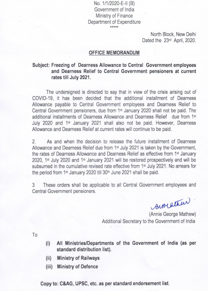 naidusudhakar's tweet photo. #Govt #freezes #DearnessAllowance of staff at current levels. combined savings of 1.20 lkh cr on freezing #DA #DearnessRelief DR for Centre and States Central govt looking at 37530 cr savings on DA freeze #India #economy #CoranaUpdates https://t.co/PTOmGSDLHn